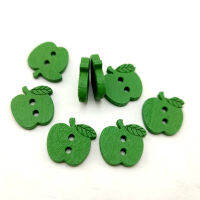 100PCS สีเขียว Apple ปุ่มเหมาะกับเสื้อผ้าการ์ตูนไม้เย็บสมุดภาพของเล่น Charms WCB-063h-Mumie