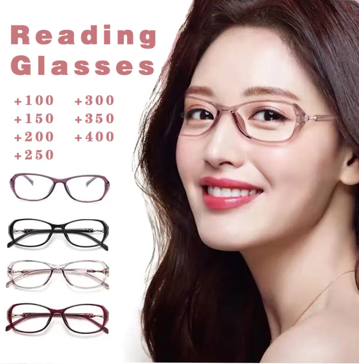 Lady's Anti Blue Reading Glasses for Frame Glasses With Grade Polygon Computer Presbyopia +100 to+400 |