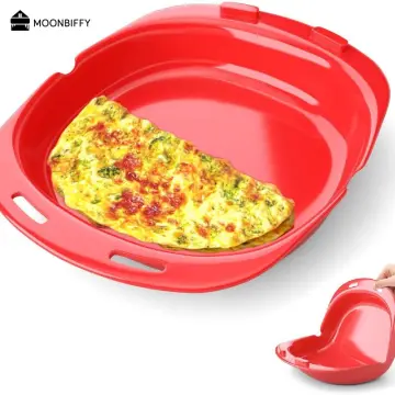 2 Sets Microwave Egg Cooker,1 Minute Fast Egg Hamburg Omelet Maker Kitchen Cooking Tool(Red and Clear)