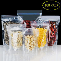 100pcs PET Transparent Zip Lock Plastic Bags Mylar Bag Ziplock Stand Up Food Spice Powder Packaging Pouch Clear Free shipping Food Storage Dispensers