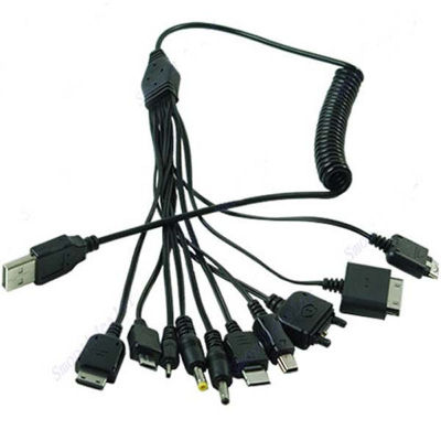 10 Dalam 1 Kabel Pengecas USB สากล Kabel Mikro USB Mini USB สำหรับกล้อง IPod Samsung Nokia Y550 MP3 DVD PSPs