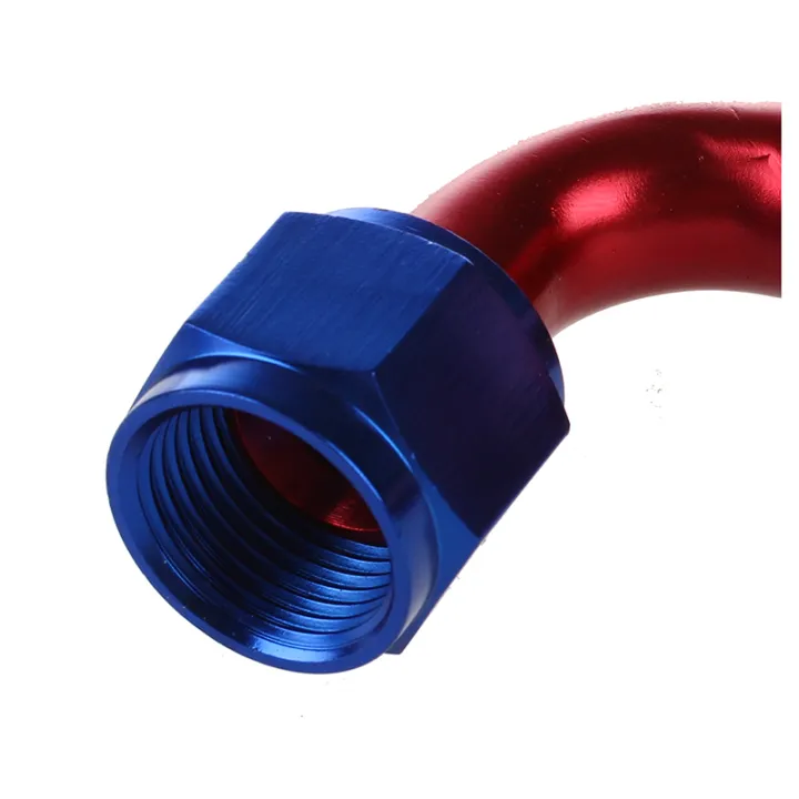 an10-90-degree-swivel-oil-fuel-hose-end-fitting-adapter-aluminum-red-blue