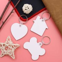 B36D 80Pcs Sublimation Blank Keychain and Tags Double Sides Heat Transfer Keychain MDF Blank Board Key Ring for DIY Craft