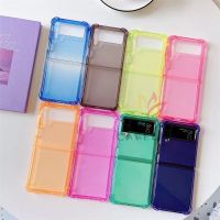 △☬⊙ เคสซิลิโคนใส แบบนิ่ม สีนีออน กันกระแทก สําหรับ Samsung Galalxy Z Flip 3 Z Flip 4 5G