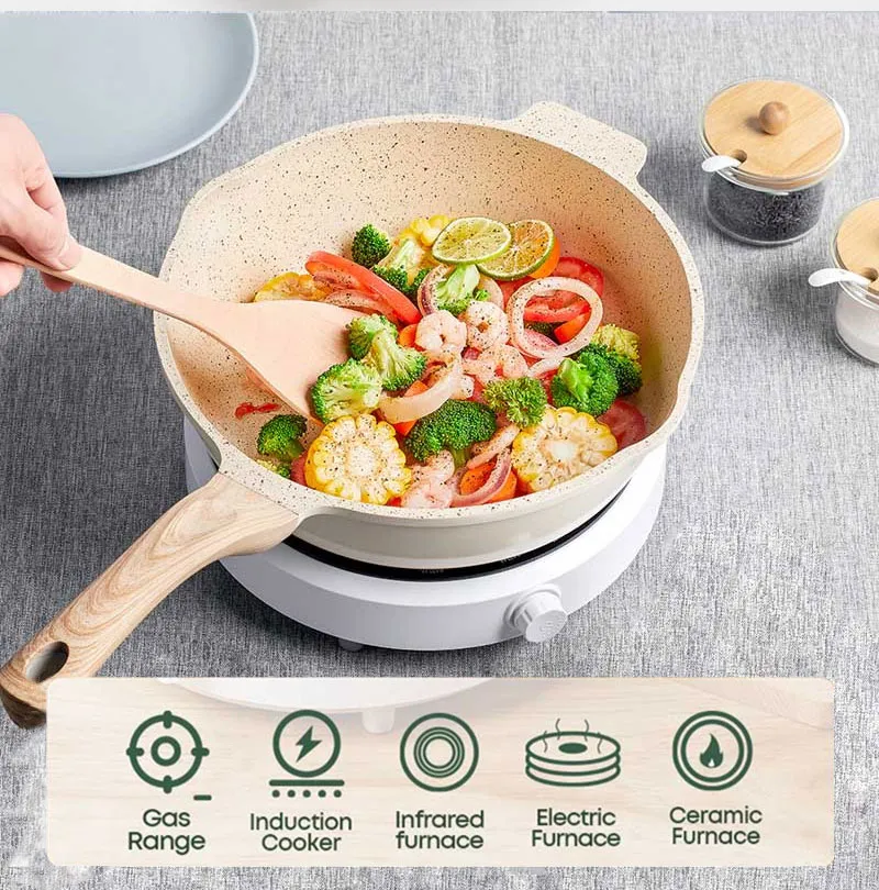 Carote Non Stick Frying Pan 4 pcs Kitchen ware Cookware Set kaldero pot  White Granite Original Export to Japan on Sale Non PFOA Suitable for  Induction Cooker & Gas Stove【Ice Cream Collection】