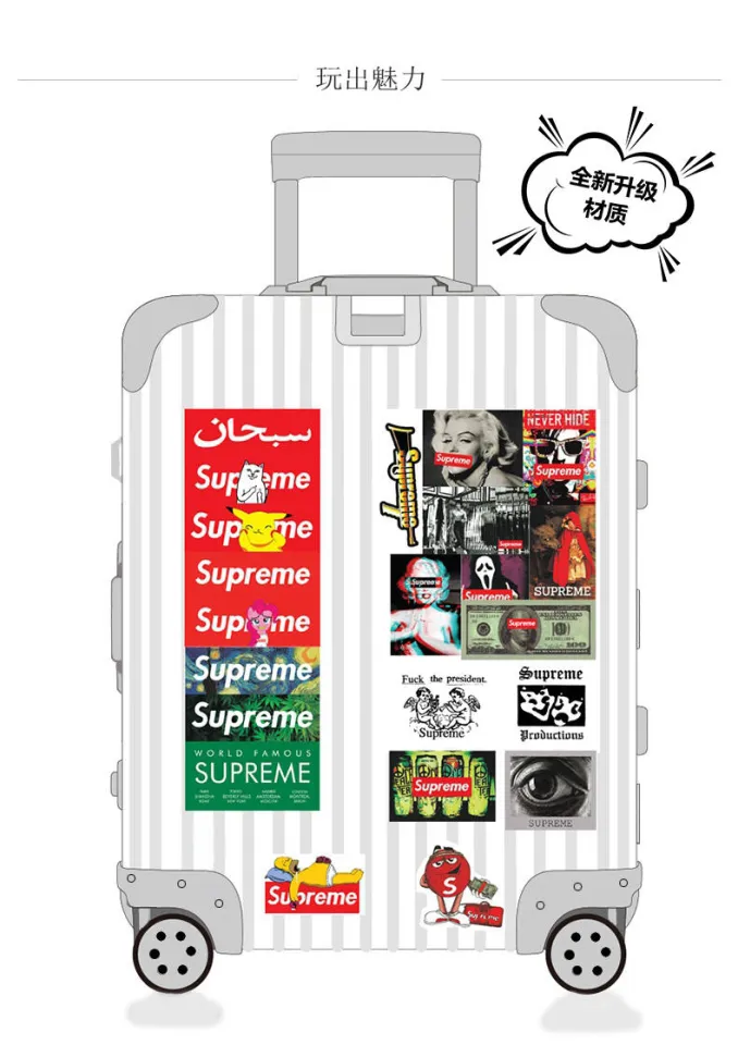 50 Supreme Fashion Brand Personalized Decorative Stickers Luggage Trolley  Suitcase Computer Skateboard Stickers Waterproof