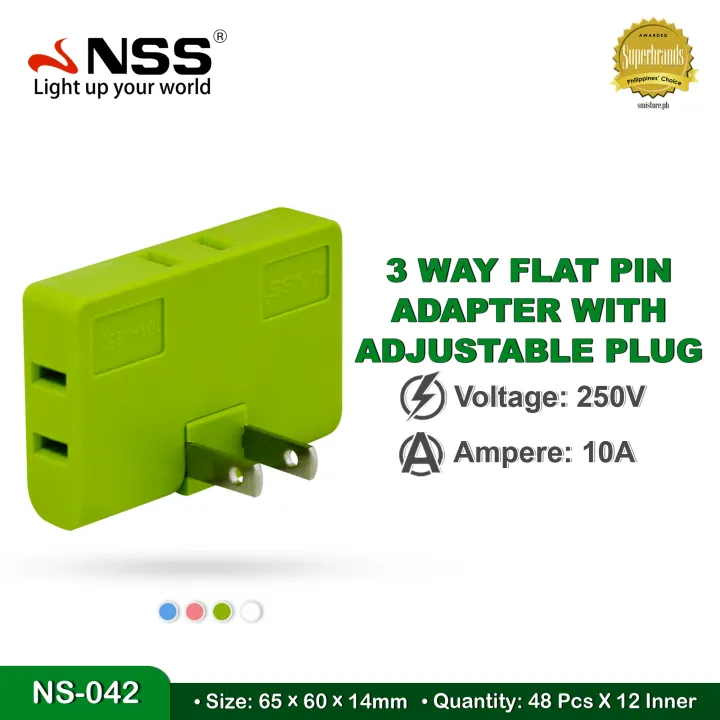 3 Way Flat Pin Adapter With Adjustable Plug Extension Adapter Socket