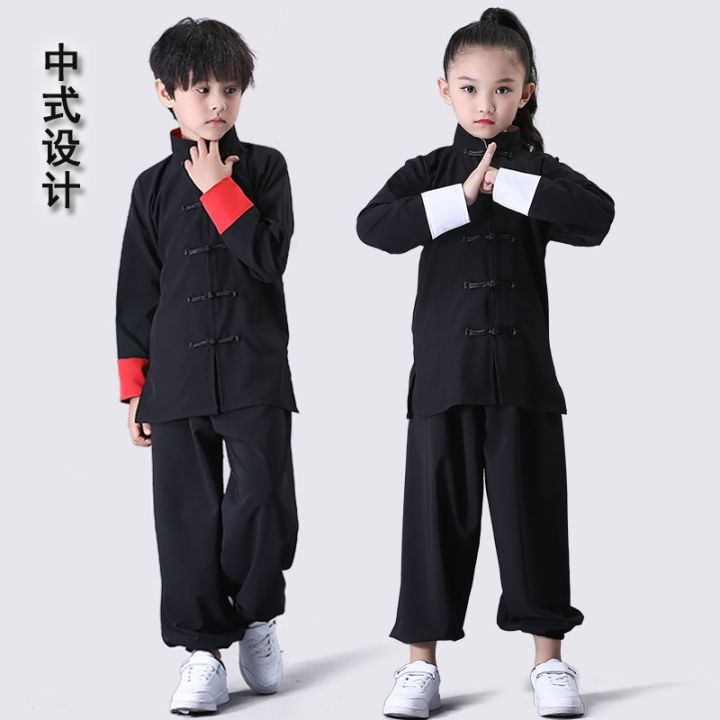 เสื้อผ้าฝึกซ้อมเสื้อผ้าศิลปะการต่อสู้เด็กผู้ชายและเด็กผู้หญิงชุดฝึกเสื้อผ้าแขนยาวกังฟูจีน