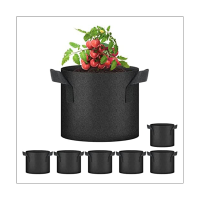 7-Pack 7 Gallon Grow Bags Black Planting Bag Aeration Nonwoven Fabric Plant Pots with Handles, Heavy Duty Gardening Planter for Potato