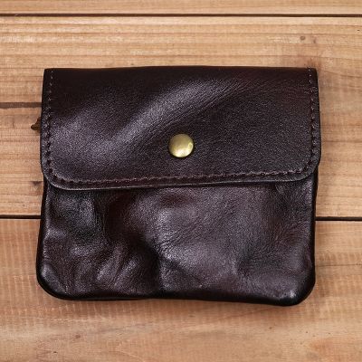 ZZOOI 100% Genuine Leather Wallet For Men Women Vintage Handmade Short Small Mens Purse Card Holder With Zipper Coin Pocket Money Bag