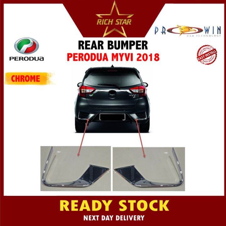 [ PERODUA MYVI 3RD 20182021/GEAR UP/REAR BUMPER GARNISH CHROME ] Lazada