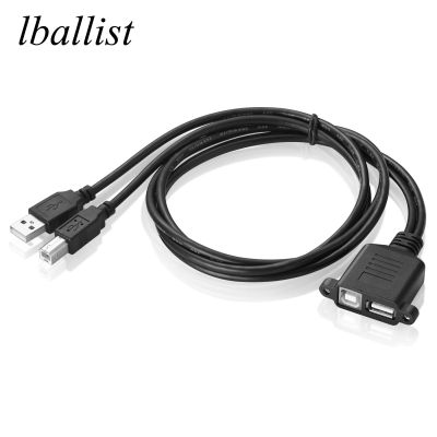 lballist USB 2.0 Type A Male to Female USB 2.0 Type B Male to Female Extension Cable With Screw Panel Mount Dual Shielded