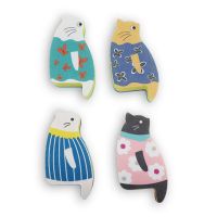 2Pcs Cute Cat Printed Upright Kitchen Sponge Dishwashing Brush Cartoon Dishwashing Cloth Sponge Wiper Kitchen Accessories