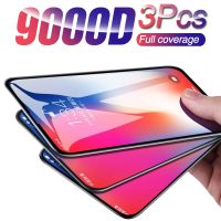 กระจกนิรภัยป้องกันเต็มพื้นที่โค้ง3ชิ้นสำหรับ iPhone 11 Pro XS MAX XR ปกป้องหน้าจอ12ฟิล์มป้องกัน