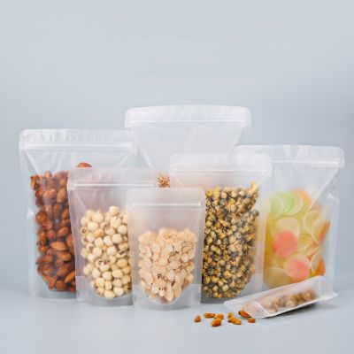StoBag 100Pcs Matte โปร่งใสบรรจุภัณฑ์อาหารถุง Ziplock Frosted Stand Up ปิดผนึกสำหรับ Candy Tea Nuts Storage Reusable Pouch