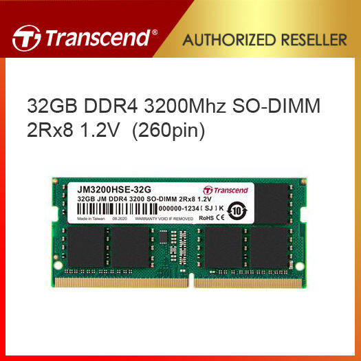 Transcend 32GB DDR4 3200 SO-DIMM 260pin | LAPTOP | 2Rx8 | 1.18 inches ...