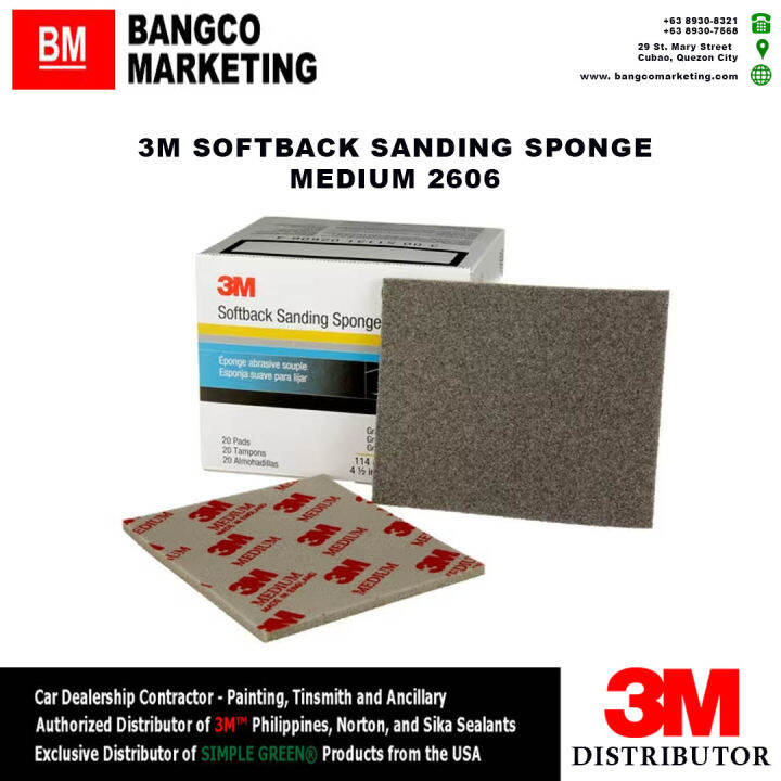 3M 2606 Softback Sanding Sponge 02606, 4 1/2" x 51/2", Medium, 20