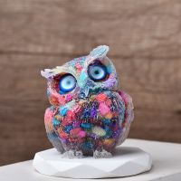 Choi bei 1 piece Natural Crystal Gravel Owl Animal Crafts With Orgonite Silicone Mold DIY Resin Decorative Hand Made Figurines Home Decorationgif