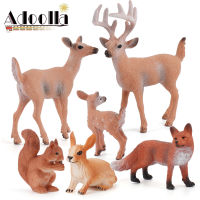 Adoolla【ready Stock】Simulation Animal Model Deer Fox Squirrel Cute Zoo Action Figures Ornament For Children Birthday Gift1【cod】