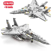 อาวุธเครื่องบินทหารแบบจำลอง F-15E เครื่องบินรบของสหรัฐอเมริกาบล็อกตัวต่อของเล่นตัวต่อเครื่องบินติดอาวุธขนาดใหญ่ของขวัญ Kids Toys เด็กผู้ชาย