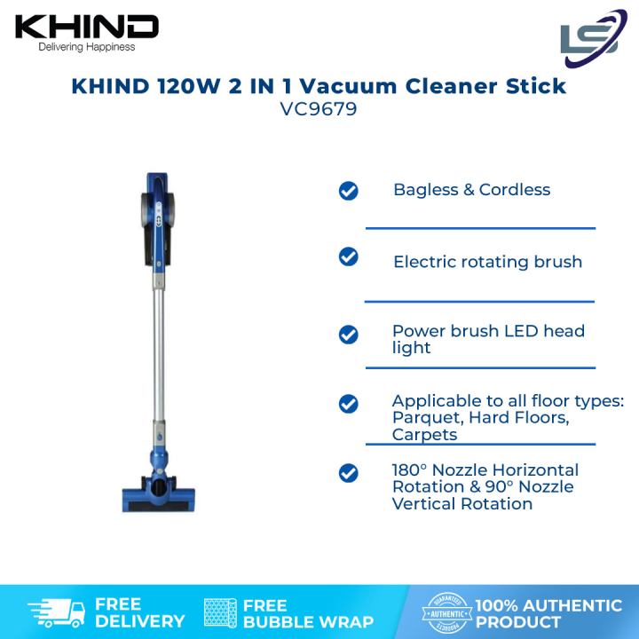 KHIND 120W Cordless Vacuum Cleaner VC9679 Bagless & Cordless