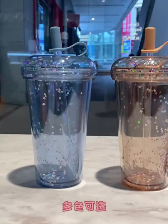 Obelix Cute Star Glitter Transparent Straw Cup With Lid Coffee Cups Summer  Cold Water Reusable Cups Plastic Tumbler Sippy Mugs - AliExpress