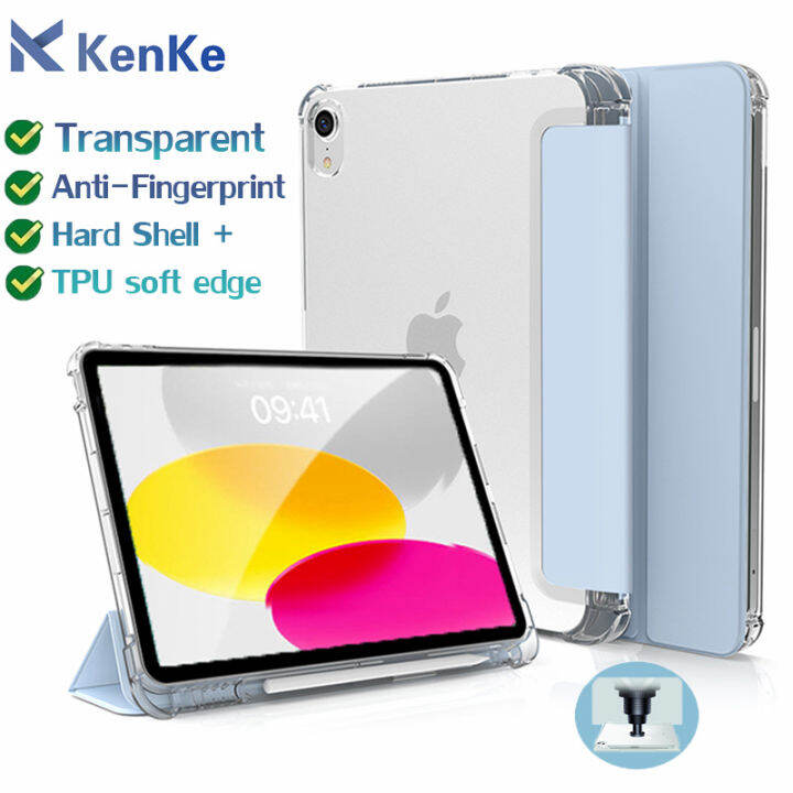 kenke-case-ipad-เปลือกแข็งฝ้าโปร่งใสสามพับพร้อมช่องใส่ดินสอ-ด้านซ้าย-เคสอัจฉริยะสำหรับ-ipad-รุ่น10th-ipad-mini-6-ipad-2022-m2-pro-11-ipad-mini-5-ipad-7-8-9-gen-เคสไอแพด-gen9-2020-ipad-gen-5th-6th-ipad