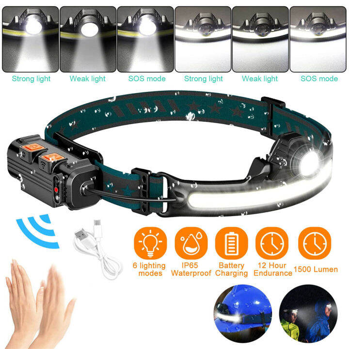 Led Headlamp 6 Modes Adjustable Angle 2000mah Rechargeable Lithium