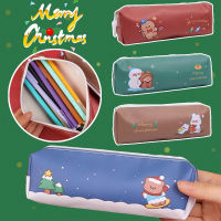 คุณภาพสูงกระเป๋าดินสอมีลวดลายคริสต์มาส PU ลายการ์ตูนสไตล์เกาหลีเครื่องเขียนสำนักงานคริสต์มาสกระเป๋าดินสอนักเรียนของขวัญ