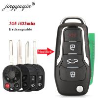 JHTJHNDTGFJHND Jingyuqin315/433Mhz 4D63อัพเกรด Flip Remote สำหรับ Ford Escape Focus C-Max Transit F250 F350 F450 F550 HU101/FO38 OUCD6000022