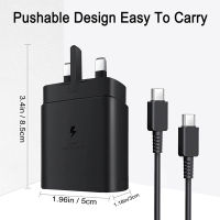 UK Charger Samsung S23 S22 Ultra 45W Super Fast Charging 2.0 Usb Type C 5A สาย PD PPS Quick สำหรับ Galaxy S21 S20 Plus A54