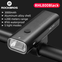 ROCKBROS IPX6ไฟจักรยานกันน้ำปลอดภัยไฟฉาย800LM มือจับโคมไฟอะลูมิเนียมผสมโลหะจักรยานไฟหน้า Type-C ชาร์จไฟไฟหน้าแฟลชถนน MTB ไฟรถจักรยานยนต์