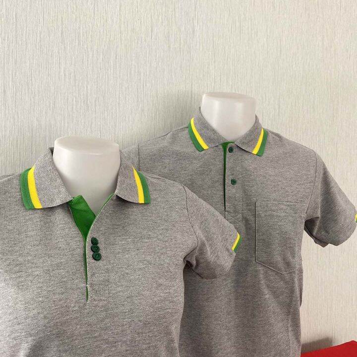 เสื้อโปโลแขนสั้น-polo-shirt-แบบชาย-สีเทาท๊อปขาวคอคลีปเหลืองเขียว-เนื้อผ้านุ่ม-สวมใส่สบาย-ซักง่ายแห้งไว-มีบริการเก็บเงินปลายทาง