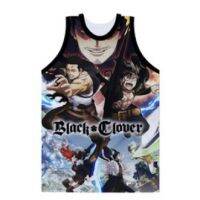 2023 NEWMen S Sports Vest Black Clover Cartoon Vest Sleeveless T-Shirt Summer Jersey