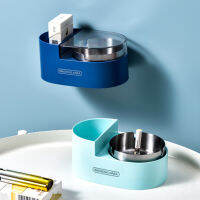 โถสุขภัณฑ์ Creative Wall-Mounted Ash Tray With Cover Non-Perforated Stainless Steel Ashtray For Toilet Area