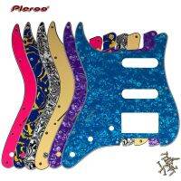 Pleroo ชิ้นส่วนกีต้าร์สั่งทำ-สำหรับมือซ้ายของสหรัฐอเมริกา  Mexico Fd Strat 11หลุม HSS PAF กีตาร์ฮัมบัคเกอร์ปิ๊กการ์ดรอยขีดข่วนแผ้น