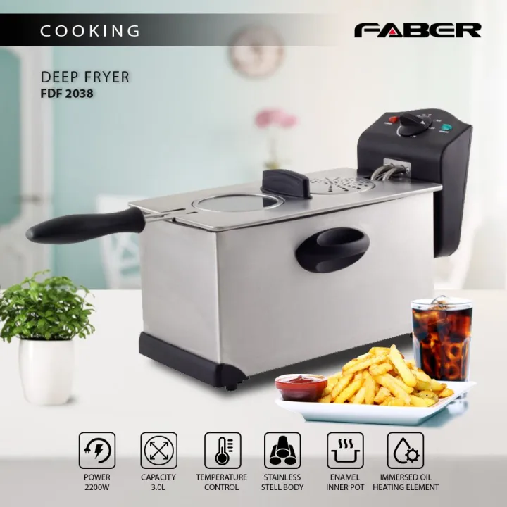 FABER 3L Deep Fryer with Stainless Steel Housing FDF 2038 Removable oil container (Bubble Wrap
