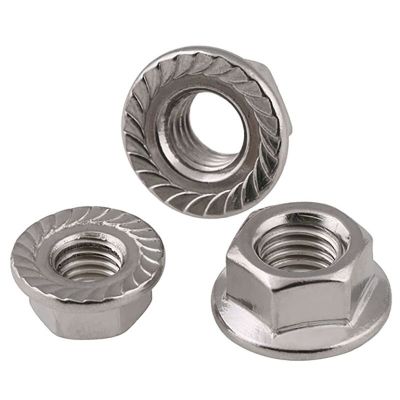M4 M5 M6 M8 M10 M12 Left Hand Flange Nut 304 Stainless Steel Reverse Thread  Hexagon Serrated Spinlock Flange Nuts Nails Screws Fasteners