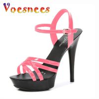 Voesnees Women Shoes Sexy Show 2021 Platform Sandals 13 CM Girls Party Shoes Stripper Heels Cross-tied Buckle Pole Dance Shoes