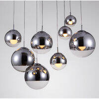 Modern Electroplated Spherical Golden Bubble Glass Pendant Lights Silver Gold Mirror Ball LED Hanglamp for Living Room Bedroom