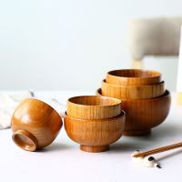 Wooden Bowl Japanese Style Salad Soup Rice Bowl Natural Tableware Food Utensil Kitchen Ramen Noodles Dinner Tableware