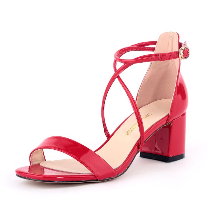 รองเท้าแตะหนังสิทธิบัตรไซส์ใหญ่สำหรับผู้หญิงรองเท้าน้ำเงินแดงเขียวสีขาวสายรัดข้อเท้าสำหรับงานแต่งงาน-f0182ฤดูร้อน