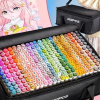 Alcohol Marker Pens 36/60/80/168 Colors Markers Manga Sketching Markers Alcohol Felt Soft Brush Pen Art School Supplies Drawing Highlighters Markers