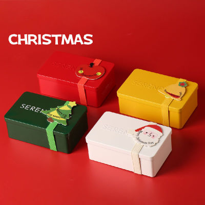 กล่องเหล็กใส่ขนม กล่องของขวัญ กล่องเบเกอรี่ กล่องใส่ขนมพร้อมสายคาด Christmas Boxes
