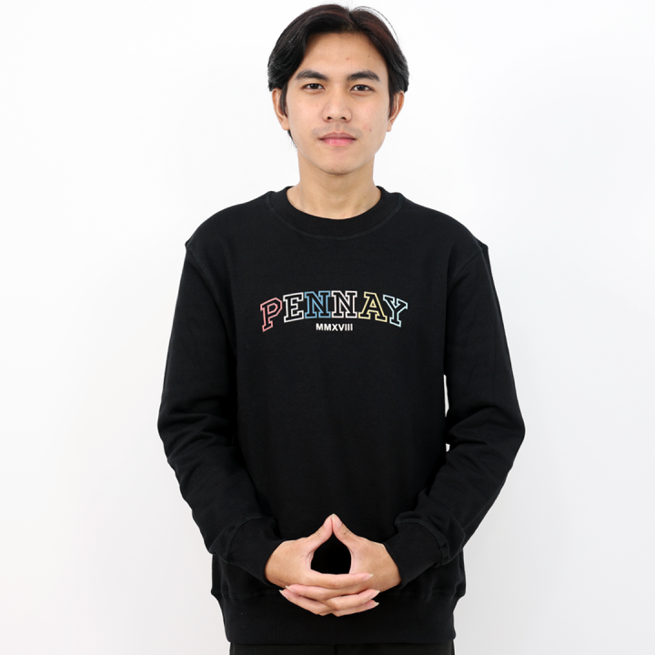 Pennay Sweater Crewneck Pria Colorful Letters Bahan Cotton Fleece 100