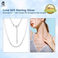 ORSA JEWELS 925 Sterling Silver Italian 1.8mm Flexible Flat Herringbone Chain Necklace for Women Flat Snake Chain Jewelry SC44