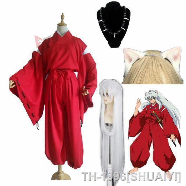 shuaiyi-อะนิเมะ-inuyasha-คอสเพลย์-fantasia-carnaval-do-dia-das-bruxas-arthur-curry-quimono-vermelho-extravagante-orelhas-headwear-peruca-colar-personalizado-novo