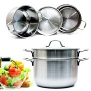 Bộ nồi và xửng hấp inox Five Star 24cm nắp kính Hàng Quà Tặng từ Panasonic