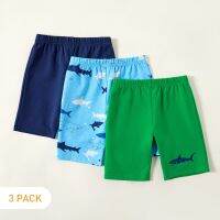 PatPat  New Summer 3-piece Toddler Solid Shark Allover Print Shorts for 3-6Y Toddler Boy Cotton Pants Clothes