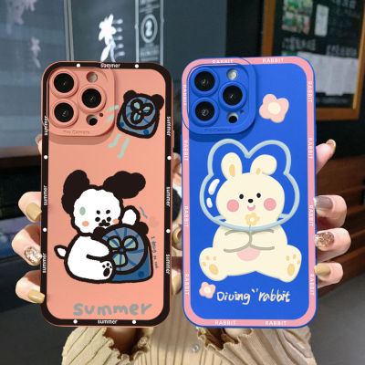 เคสโทรศัพท์สำหรับ Samsung Galaxy A04 A04E A14 A34 A54 A71 A03 A33 A53 A73 A52S 5กรัม A32 A31 A51 A52กระต่าย4กรัมผ้าคลุมขอบสี่เหลี่ยมกระต่ายฝาครอบป้องกันเต็มเลน